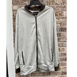 3XL NWOTs Grey & Brown Zip Up Basketball Jacket